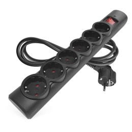 Surge protector extension cord 6 sockets / 1.5 m / black