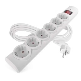 Surge protector extension cord 6 sockets / 3 m / white