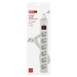 Surge protector extension cord 6 sockets / 5 m / white