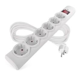 Surge protector extension cord 6 sockets / 5 m / white