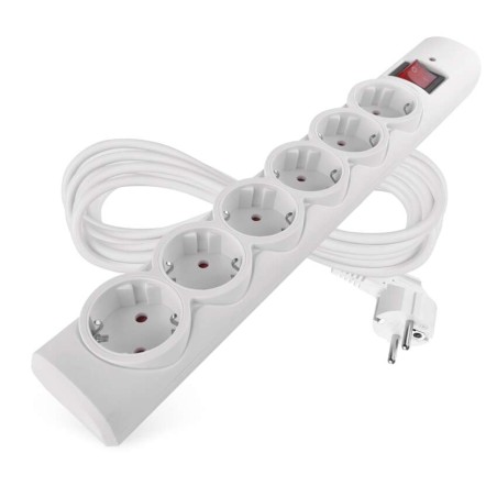 Surge protector extension cord 6 sockets / 5 m / white