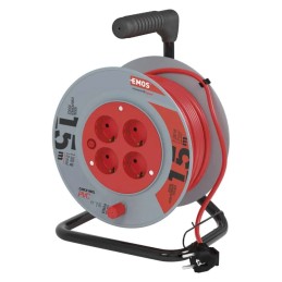 PVC prailginimo laidas ant ritės su 4 lizdais. 15 m SCHUKO