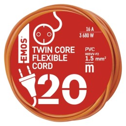 Pikendusjuhe 20 m / 1 pistikupesa / oranž / PVC / 230 V / 1,5 mm2