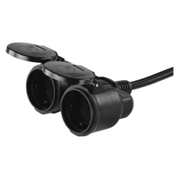 Удлинительный шнур 20 м / 2 розетки / черный / резиновый / 250 В / 1,5 мм2