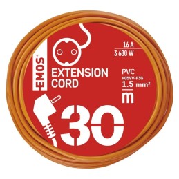 Pikendusjuhe 30 m / 1 pistikupesa / oranž / PVC / 1,5 mm2