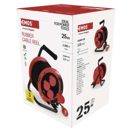 Kummist pikendusjuhe trumlil 4 pistikupesa 25 m 1,0 mm2