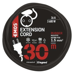 Pikendusjuhe 30 m / 1 pistikupesa / must / kummi-neopreen / 250 V / 1,5 mm2