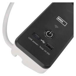 Smart extension cord 2 m / 4 sockets / switch / with USB / white-black / PVC / 1.5 mm2