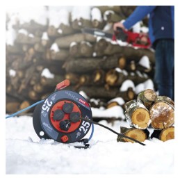 Säänkestävä kaapelikelauslaite 25 m / 4 pistorasiaa / sininen / PVC / 230 V / 1,5 mm2