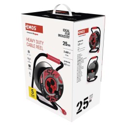 Guminis prailginimo laidas ant metalinės ritės, 25 m, 4 lizdai, 1,5 mm