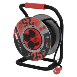 Rubber Extension Cord Metal Reel 25m 4 sockets 1.5mm