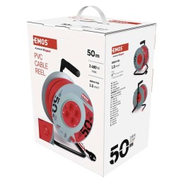 PVC Extension Cord Reel– 4 sockets. 50m. 1.5mm2 SCHUKO