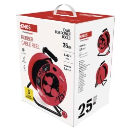 Резиновый удлинитель на катушке 4 розетки. 25 м. 2,5 мм2