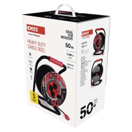 Резиновый удлинительный шнур с металлической катушкой 50 м, 4 розетки, 1,5 мм