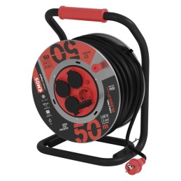 Kummist pikendusjuhe metall trumlil 50 m, 4 pistikupesa, 1,5 mm