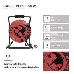 Kuminen jatkojohtokela – 4 pistorasiaa. 50 m. 2,5 mm2