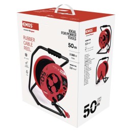 Kummist pikendusjuhe trumlil 4 pistikupesa. 50 m. 2,5 mm2