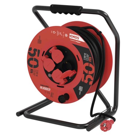 Резиновый удлинитель на катушке 4 розетки. 50 м. 2,5 мм2