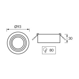 Recessed, built-in luminaire body Gu10 Odyn c black