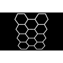LED Hexagon garage light 460 W, 6500K, 11 segments, 419×301 cm