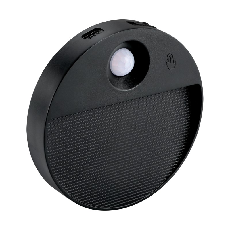 Trepiastme valgusti,öövalgusti taaslaetav PIR CCT ümar must