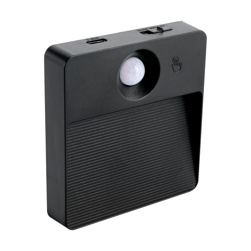 Rechargeable PIR CCT night light for stair treads black