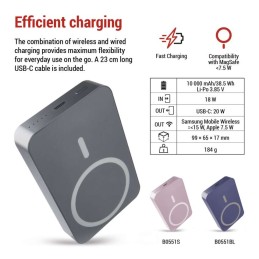 Varavirtalähde 20 W + langaton + MagSafe mini 10 000 mAh PD, harmaa