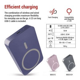 Akupank 20W + juhtmevaba + MagSafe mini 10000 mAh PD sinine