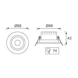 Moni LED 5W recessed downlight, CCT: warm, neutral or cool white
