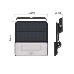 Päikese LED prožektor Solo PIR anduriga 1000Lm neutraalne, must
