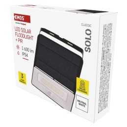 Aurinko-LED-valonheitin, puutarhavalaisin Solo, PIR-anturilla, 1600 lm, neutraali, musta
