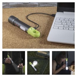 Įkraunamas žibintuvėlis, 600 lm, 1200 mAh, įvairių spalvų šviesa