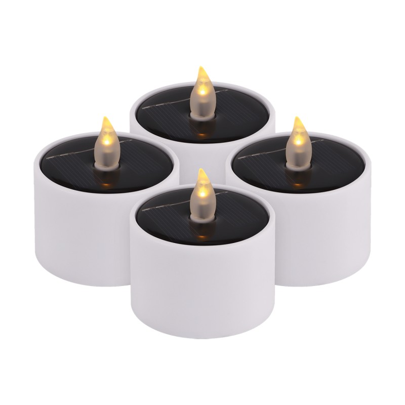 LED Candle with Solar Panel, Set of 4 Warm White, KARAT