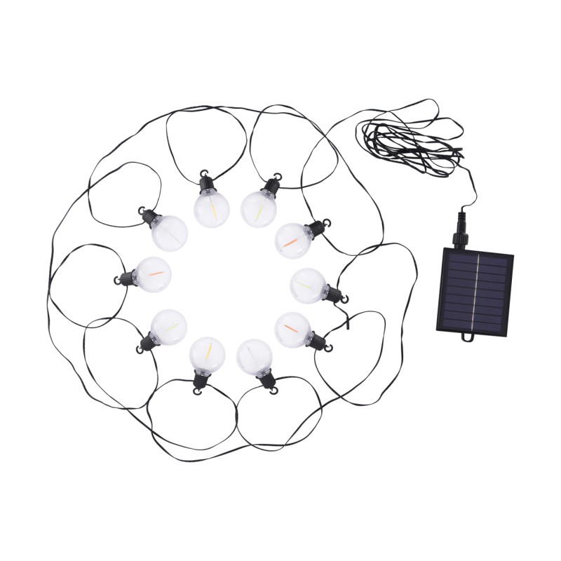 Glasi 3W RGBY filament solar-powered LED string lights, black