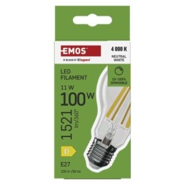 LED pirn Filament A60 / E27 / 11 W (100 W) / 1 521 lm / Neutraalne valge / dimmerdatav