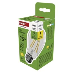LED pirn Filament A60 / E27 / 7.5 W (75 W) / 1 055 lm / Neutraalne valge / dimmerdatav