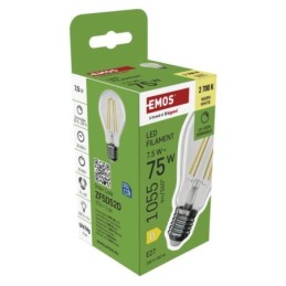 LED pirn Filament A60 / E27 / 7.5 W (75 W) / 1 055 lm / soe valge / dimmerdatav