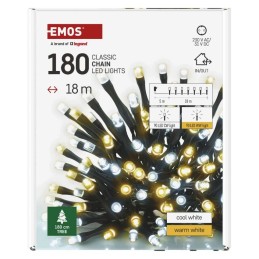 LED-jõulukett 18m, õue ja sisevalgustuseks, 90soe/90külm valge, taimer