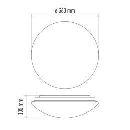 LED lubų ir sienų šviestuvas CORI IP44 18W 1390lm 360×105 šilta balta