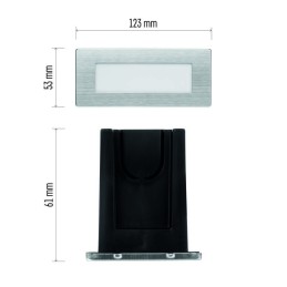 LED upotettava portaikon/seinän ulkovalaisin 1,5W IP65 123x53 lämmin valkoinen