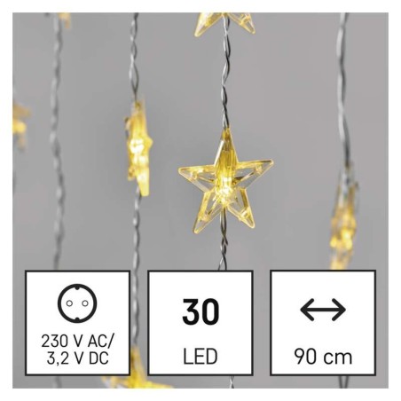 LED Christmas curtain - stars, 120x90 cm, outdoor and indoor, warm white, timer