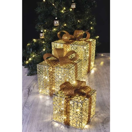 LED decoration gift box, warm white, gold