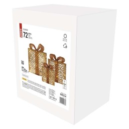 LED dekoratyvinė dovanų dėžutė, šilta balta, auksinė