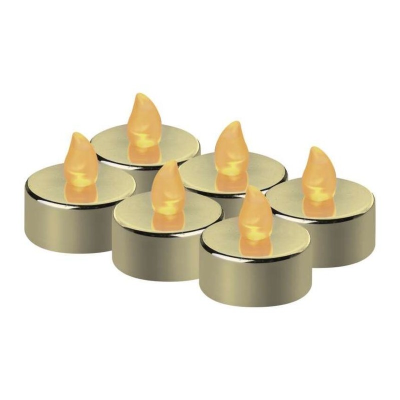 LED decorative tea candle 6 pcs, CR2032, gold colour