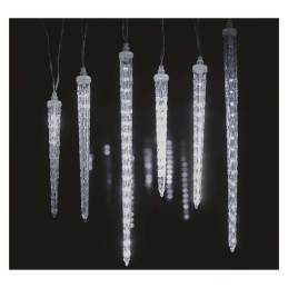 LED Kalėdų žibintai „ledai“, 6 vnt., 2 m, skirtos naudoti lauke ir patalpose, šaltai balta spalva