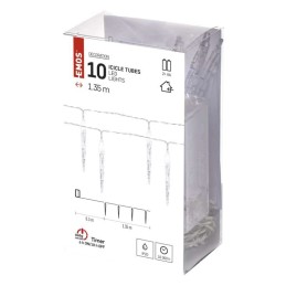 LED-valoketju 10 jääpuikkoa, 1,35 m, 2x AA, sisävalo, viileän valkoinen, ajastimella varustettuna