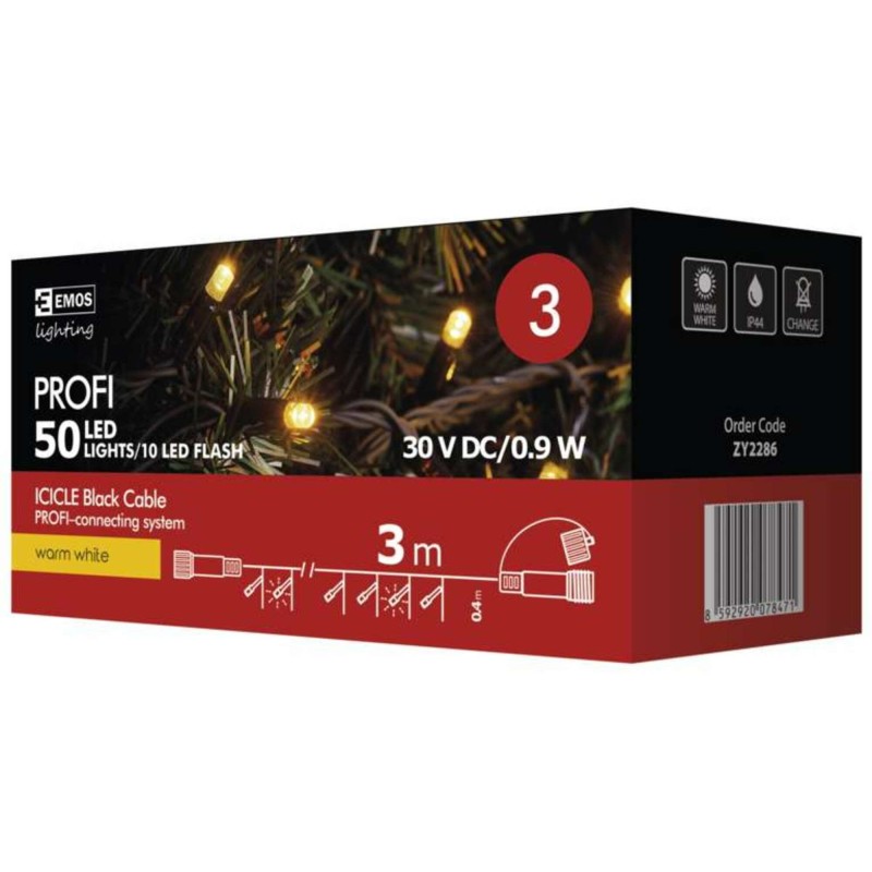 Professional LED 40 + 10 flashing Christmas lights 3m.warm + power adapter with wire