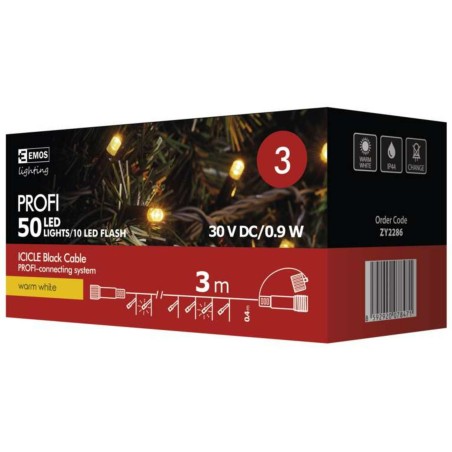 Professional LED 40 + 10 flashing Christmas lights 3m.warm + power adapter with wire