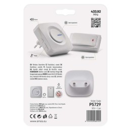Baterijų nereikalaujantis durų skambutis 230 V AC belaidis P5729 baltas
