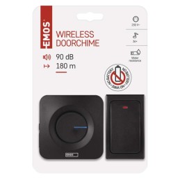 Baterijų nereikalaujantis durų skambutis 220 V P5729B belaidis juodas